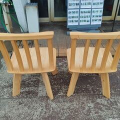 無垢パイン材 回転ダイニングイス2脚セット『中古美品』