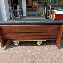 シギヤマ家具 LEATHER WOOD180 本革張り3人掛けソファー『中古良品 