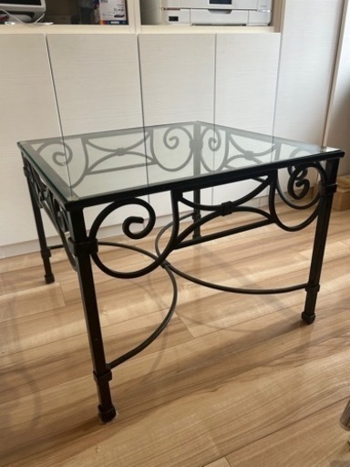東京近郊の配送OK　ローラアシュレイ　ガラステーブル　アンティーク　アイアン まみ様専用 東京近郊の配送OK ローラアシュレイ ガラステーブル