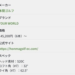 （門真市にてお渡し可能）本間ゴルフTR20Vアイアン6点セット