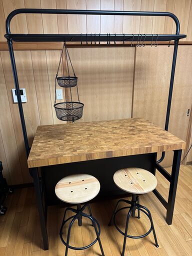 【値下げ】IKEA VADHOLMA ヴァドホルマ ラック・椅子・カゴ付き