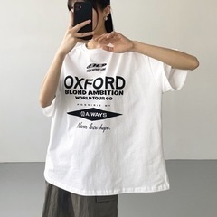 【韓国ファッション】オーバーサイズ　半袖プリントTシャツ