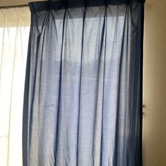 青　カーテン　家具 カーテン、ブラインド