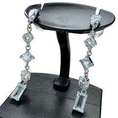 ブルートパーズ 0.90/0.90ct ピアス Pt900プラチナ 1.6g レディース【中古】【真子質店】【NN】【IIx】