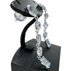 ブルートパーズ 0.90/0.90ct ピアス Pt900プラチナ 1.6g レディース【中古】【真子質店】【NN】【IIx】