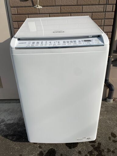 【糸島市内 送料無料】高年式 ガラストップ ビートウォッシュ ホワイト 定価¥108,000 HITACHI/日立 8/4.5㎏洗濯乾燥機 BW-DV80G 2022年製