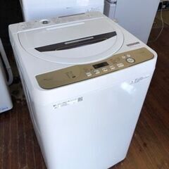 福岡市内配送設置無料　シャープ SHARP 全自動洗濯機 幅56.5cm(ボディ幅52.0cm) 6kg ステンレス穴なし槽 ブラウン系 ES-GE6D-T