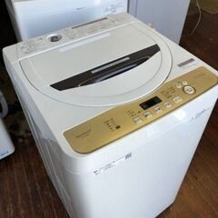 福岡市内配送設置無料　シャープ SHARP 全自動洗濯機 幅56.5cm(ボディ幅52.0cm) 6kg ステンレス穴なし槽 ブラウン系 ES-GE6D-T