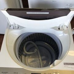 福岡市内配送設置無料　シャープ SHARP 全自動洗濯機 幅56.5cm(ボディ幅52.0cm) 6kg ステンレス穴なし槽 ブラウン系 ES-GE6D-T