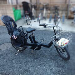 8383🟢子供乗せ3人乗り、電動アシスト自転車、20インチ、前後