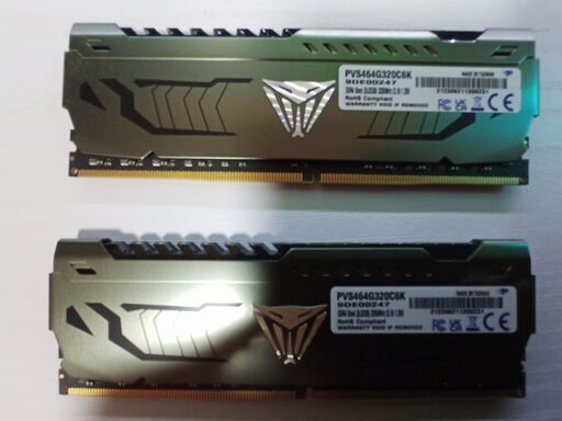 手渡し Patriot Viper Steel DDR4 3200MHz PC4-25600 64GB (32GB x 2枚) アルミニウム製ヒートシンク デスクトップ用メモリ PVS464G320C6K