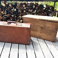 お値下げ‼︎🌈アンティーク🌈木箱に入った革のトランクケース！