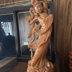 アンティーク　骨董　天女の木彫り像　