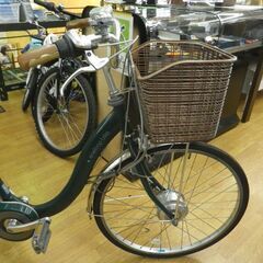 26インチ 電動ハイブリッド自転車 グリーン系 バッテリー2個・カゴ