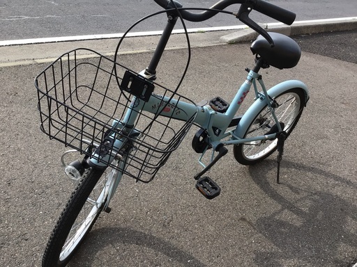 折りたたみ水色整備済中古自転車 B526☆￥8500☆整備済み 中古