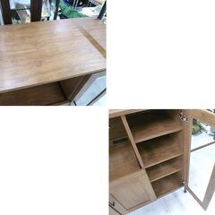 レンジ台 ヴィンテージ調 幅94×奥行40×高さ118cm スチールフレーム ブラウン系 食器棚 キャビネット キッチン収納 収納家具 苫小牧西店 