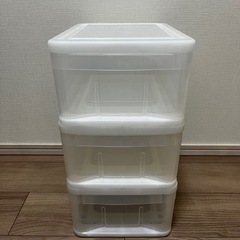 中型収納ケース 3個 白透明11.5x24x44