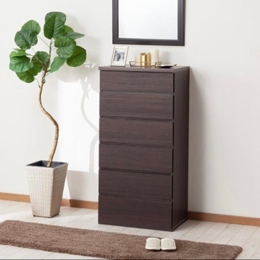 ②【超美品‼️】定価24,990円♪ ニトリ 60cm幅6段ハイチェスト(エレア3) タンス 衣類収納家具 木目調ダークブラウン♪