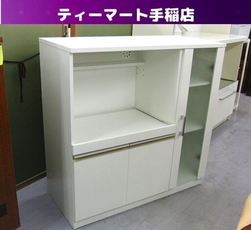 ミドルレンジボード ホワイト 幅90㎝ キッチンボード 食器棚 キッチンカウンター 白 札幌 手稲