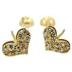 ハート  ダイヤモンド 計0.07×2ct ピアス K18ゴールド 18金 0.7g レディース【中古】【真子質店】【NN】【KK】