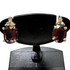 ガーネット ダイヤモンド ピアス K14ゴールド 14金/（金純度検査済） 1.7g レディース【中古】【真子質店】【NN】【Mix】