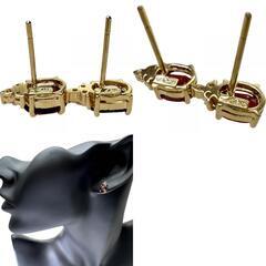 ガーネット ダイヤモンド ピアス K14ゴールド 14金/（金純度検査済） 1.7g レディース【中古】【真子質店】【NN】【Mix】
