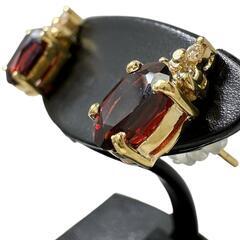 ガーネット ダイヤモンド ピアス K14ゴールド 14金/（金純度検査済） 1.7g レディース【中古】【真子質店】【NN】【Mix】