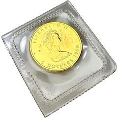 メイプルリーフ金貨 1/10oz エリザベス2世 1986年 コイン K24ゴールド ユニセックス【中古】【真子質店】【BL】【MaTx】