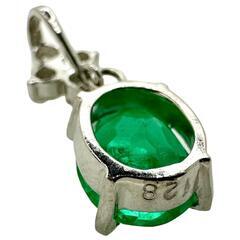 エメラルド 1.28ct ダイヤモンド 計0.16ct ペンダントトップ/Pt刻印有 