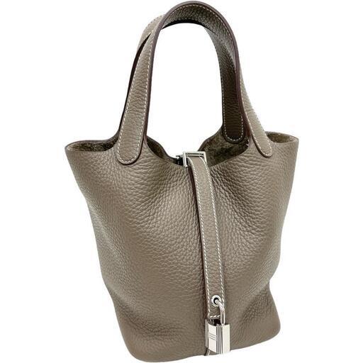 【HERMES/エルメス】 ピコタンロックPM ハンドバッグ トリヨンクレマンス/レザー グレージュ/エトゥープ/シルバー金具 レディース【中古】【真子質店】【BL】【MoIxx】