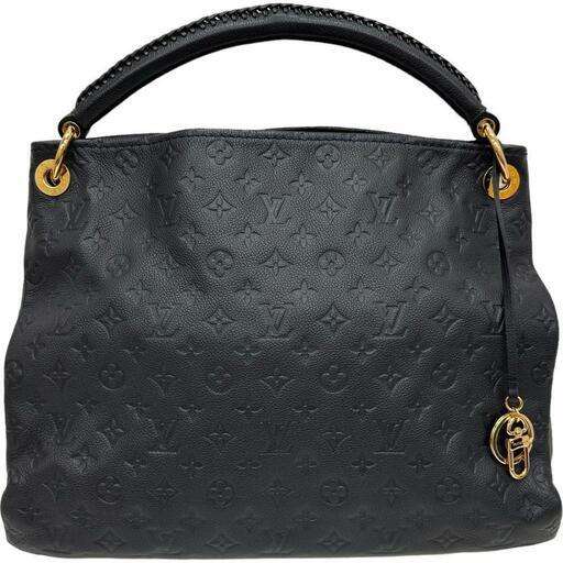 【LOUIS VUITTON/ルイ・ヴィトン】 アーツィーMM モノグラムアンプラント M93448 ワンショルダー ハンドバッグ レザー ブラック/内部ネイビー レディース【中古】【真子質店】【GD】【IDxx】