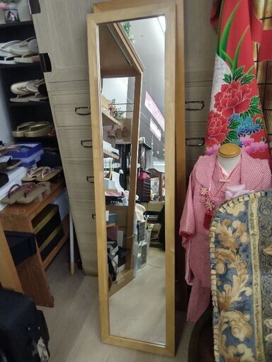 高級無垢 天然木 姿見 鏡 ミラー スタンドミラー