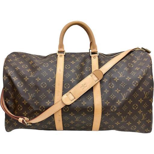 【LOUIS VUITTON/ルイ・ヴィトン】 キーポル バンドリエール55 モノグラム  M41414 ボストンバッグ PVC/ヌメ革 ブラウン ユニセックス【中古】【真子質店】【GD】【YMox】