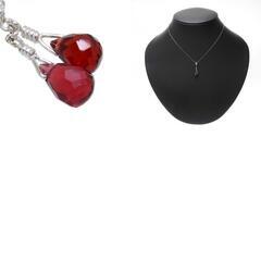 ガーネット ピンクトルマリン ダイヤモンド ネックレス K14WGホワイトゴールド 14金 1.9g 37cm レディース【中古】【真子質店】【NN】【Sx】