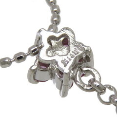 ガーネット ピンクトルマリン ダイヤモンド ネックレス K14WGホワイトゴールド 14金 1.9g 37cm レディース【中古】【真子質店】【NN】【Sx】