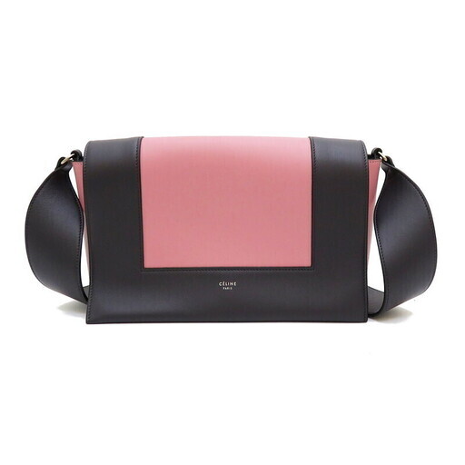 【CELINE/セリーヌ】 ミディアム　フレーム ショルダーバッグ レザー ブラック/ピンク レディース【中古】【真子質店】【BL】【IIxx】