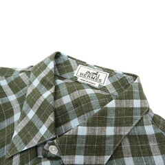【HERMES/エルメス】 チェック柄 長袖シャツ 麻 マルチカラー メンズ【中古】【真子質店】【GD】【ISMi】 HERMES/エルメス】 チェック柄 長袖シャツ 麻 マルチカラー メンズ