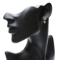 スタッド ペリドット 0.83/0.75ct ダイヤモンド 0.01×2ct ピアス K18YG 