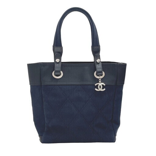 【CHANEL/シャネル】 パリビアリッツPM トートバッグ キャンバス ネイビー/ブラック レディース【中古】【真子質店】【BL】【IISS】