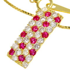 ルビー 計0.50ct ダイヤモンド 計1.00ct ネックレス K18ゴールド 18金 