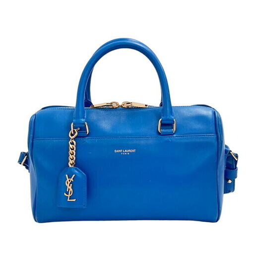 【SAINT LAURENT/サンローラン】 400422 ベイビーダッフル 2WAY ショルダーバッグ ハンドバッグ レザー ブルー レディース【中古】【真子質店】【GD】【TMoMa】