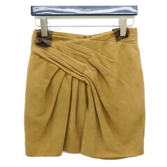 【SAINT LAURENT/サンローラン】 ハンガー付 160/64Y スカート 羊革/キュプラ ベージュ レディース【中古】【真子質店】【GD】【IKx】