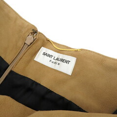 【SAINT LAURENT/サンローラン】 ハンガー付 160/64Y スカート 羊革/キュプラ ベージュ レディース【中古】【真子質店】【GD】【IKx】