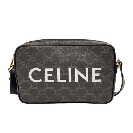【CELINE/セリーヌ】 194502CIM トリオンフ ミディアム メッセンジャー ショルダーバッグ PVC/レザー ブラウン/ブラック  ユニセックス【中古】【真子質店】【BL】【IDMax】