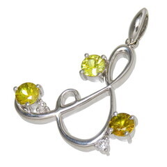 イニシャルS スフェーン 計0.89ct ダイヤモンド 計0.04ct ペンダント  