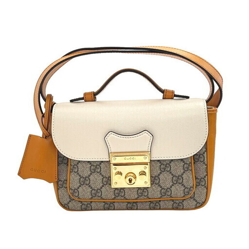 【GUCCI/グッチ】 658487 2WAY GGスプリーム ショルダーバッグ GGスプリームキャンバス/レザー ベージュ/ホワイト/イエロー レディース【中古】【真子質店】【GD】【IMaxS】