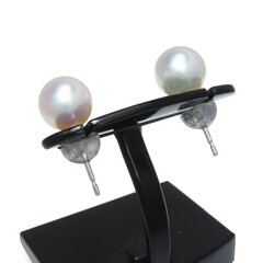 スタッド アコヤ真珠 7.7mm ピアス K18WGホワイトゴールド 18金 1.7g レディース【中古】【真子質店】【NN】【KK】