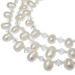 ロング 淡水真珠 透明石 ネックレス 46.3g 101cm レディース【中古】【真子質店】【NN】【Ix】