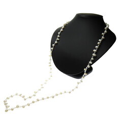 ロング 淡水真珠 透明石 ネックレス 46.3g 101cm レディース【中古】【真子質店】【NN】【Ix】