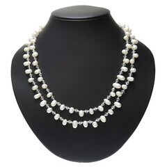 ロング 淡水真珠 透明石 ネックレス 46.3g 101cm レディース【中古】【真子質店】【NN】【Ix】